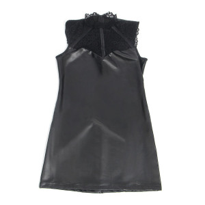 SUBBLIME - 957551 ROBE EN CUIR COL DENTELLE NOIR