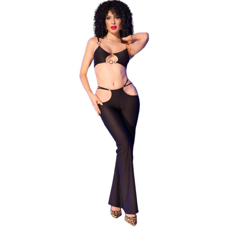 CHILIROSE - CR 4851 ENSEMBLE TOP ET LEGGINGS NOIRS AVEC ACCESSOIRES DORÉS CHILIROSE - CR 4851 ENSEMBLE TOP ET LEGGINGS NOIRS AVEC ACCESSOIRES DORÉS
