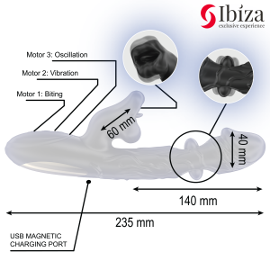 IBIZA - VIBRATEUR ET STIMULATEUR DE CLITORIS AVEC EFFET MORDANT ET DE ROTATION